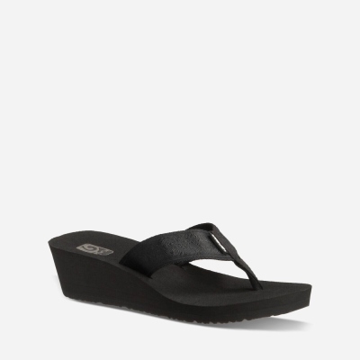 Teva Mush Mandalyn Wedge 2 Women's Black Flip Flops CA97717 Canada Sale